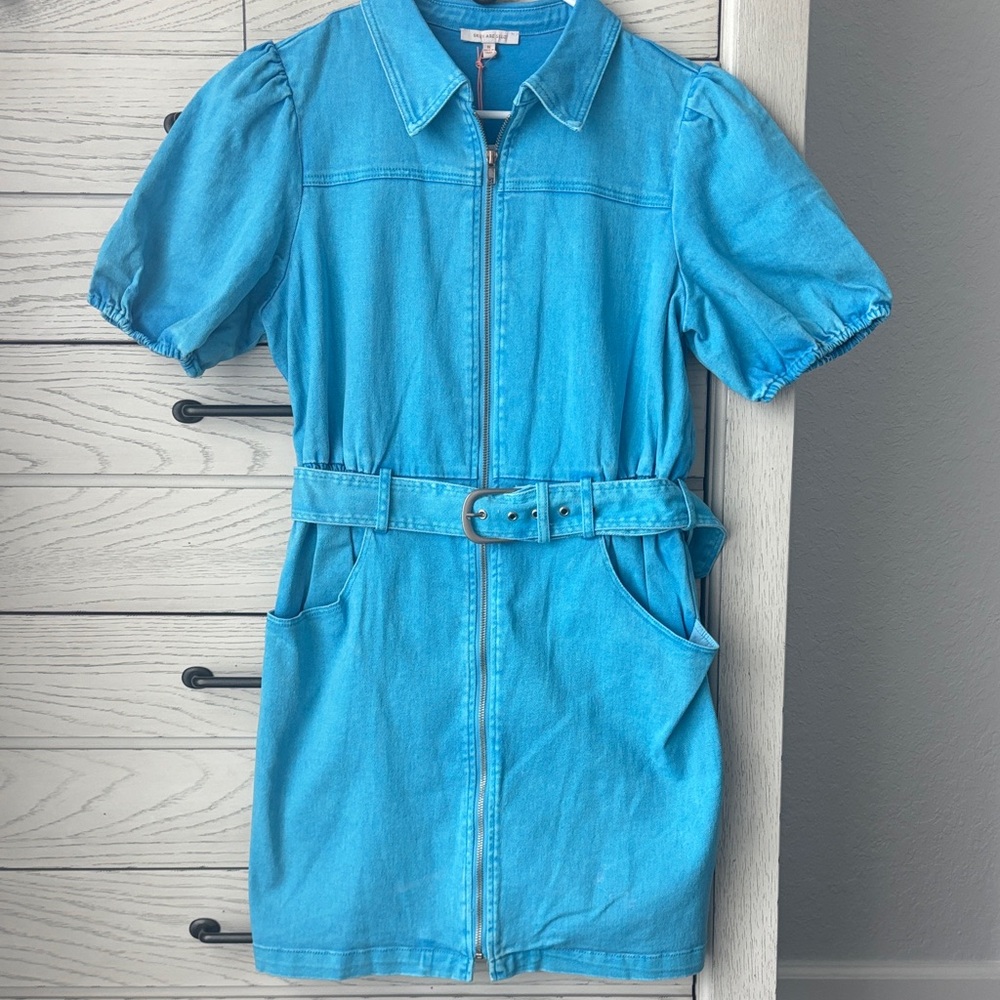 Skies Are Blue Denim Blue Midi Dress
